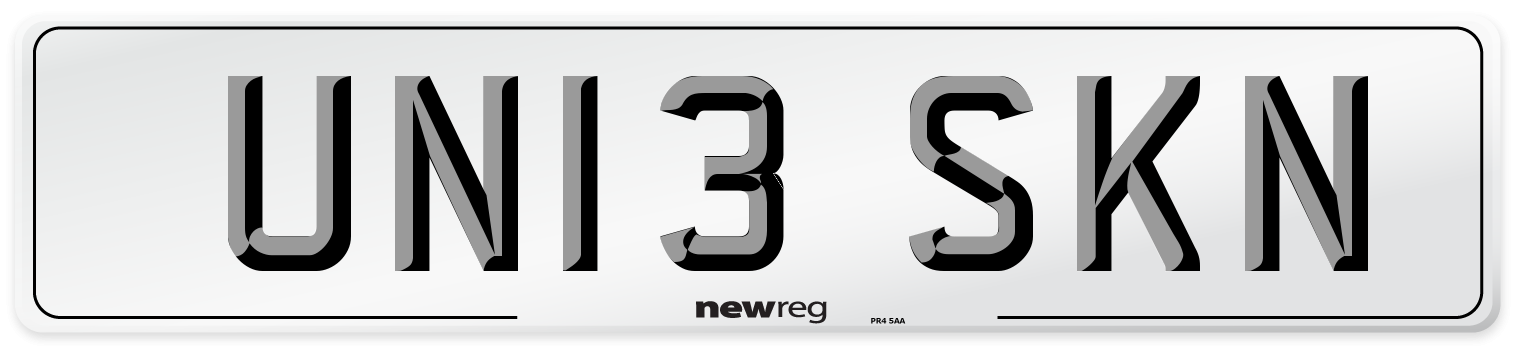 UN13 SKN Number Plate from New Reg